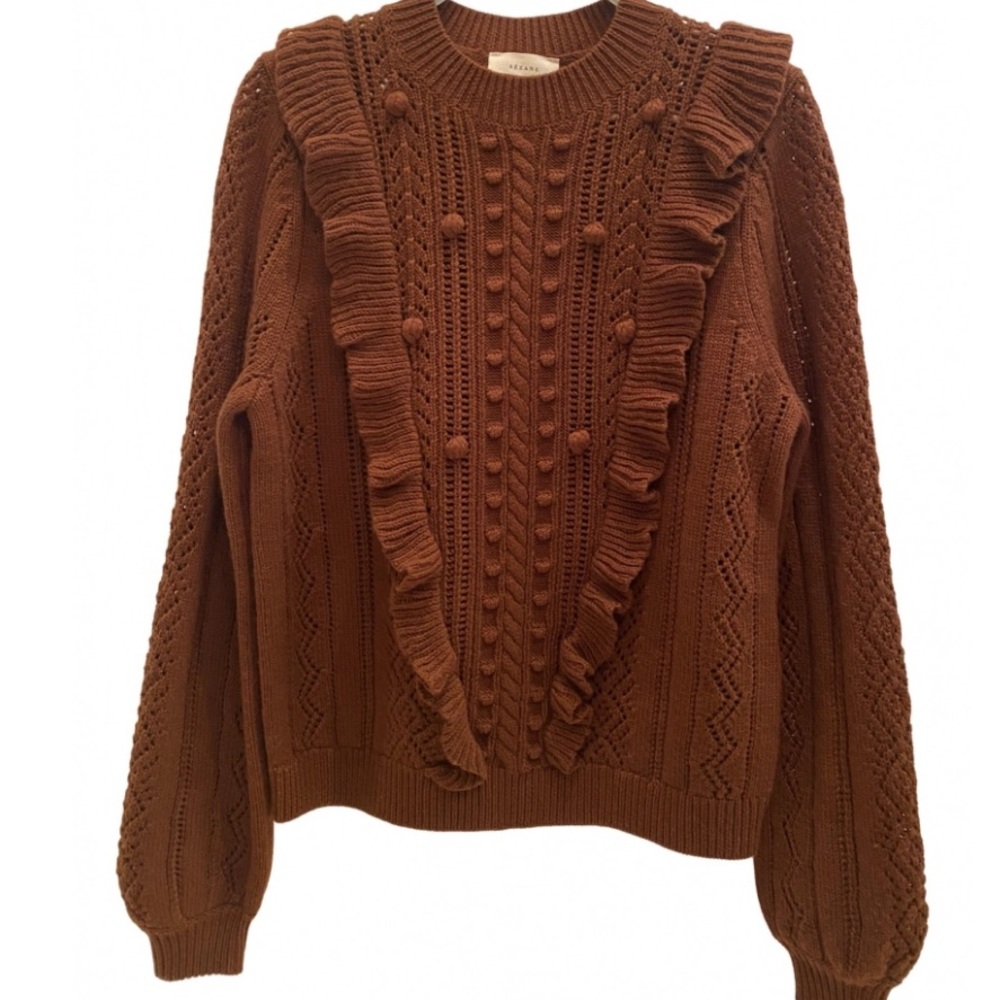 NWT SEZANE x MANOUSH Marva Pull Sweater Brown - Size M - Picture 4 of 10